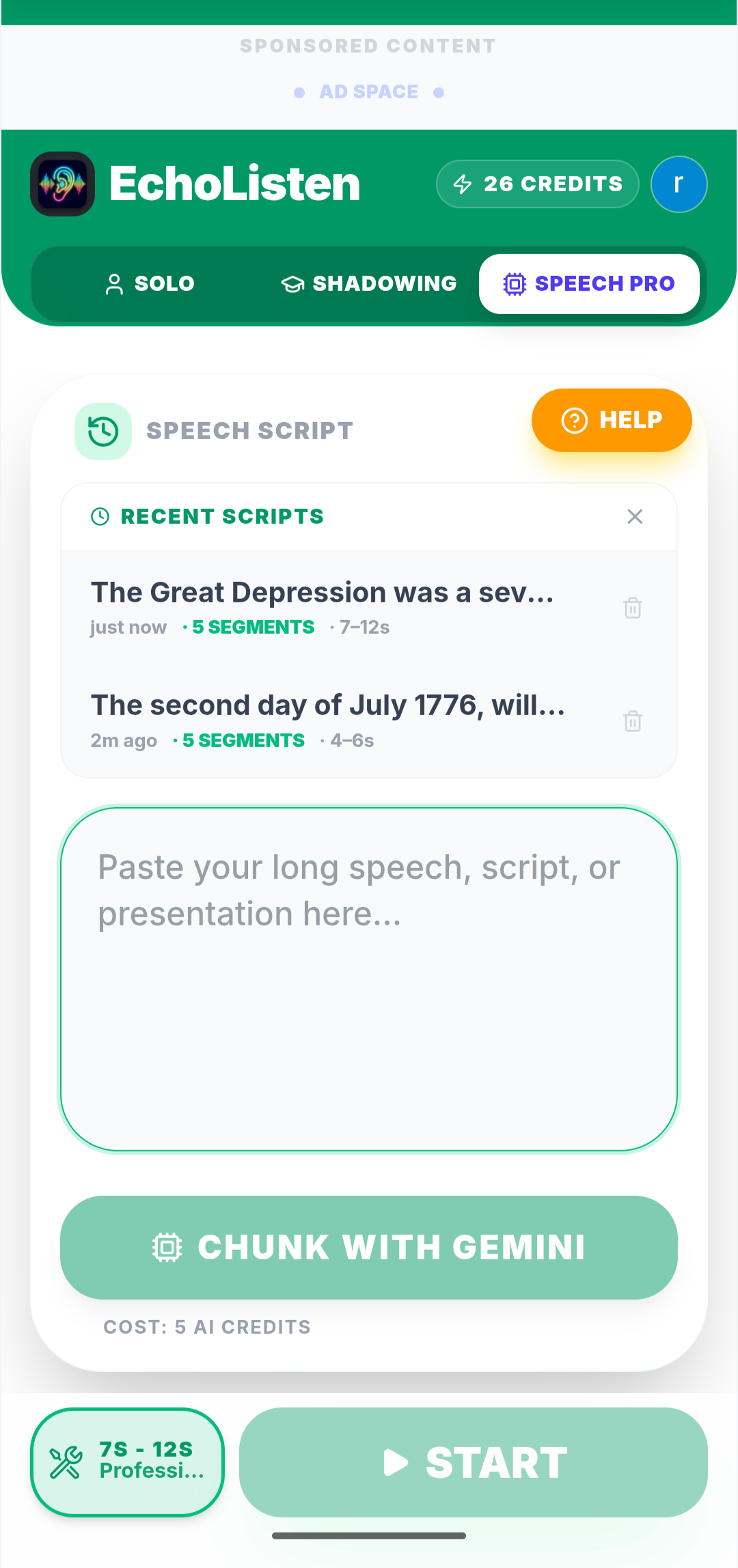 EchoListen Speech Pro Mode Mockup